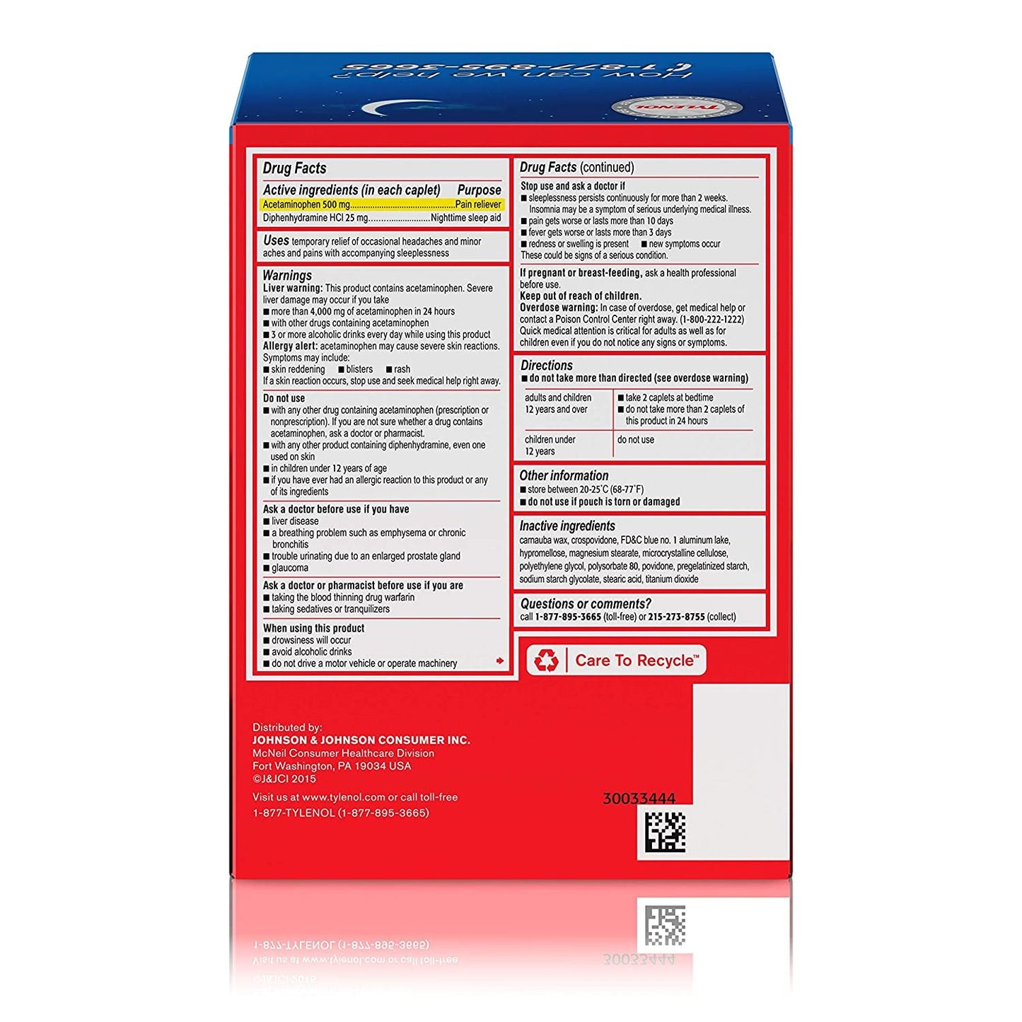 Tylenol PM Extra Strength, 50 Pouches of 2 Caplets, Dispenser Box (Pack of 2)