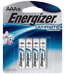 Energizer(R) Ultimate Lithium(TM) Batteries, AAA, Pack of 8, L92SBP-8