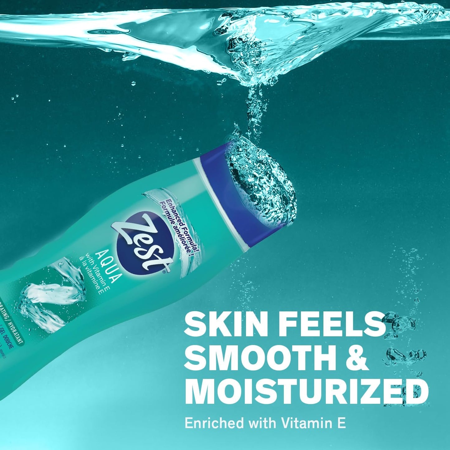 Zest Aqua Hydrating Body Wash, 18 Fl Oz (Pack of 6) - Moisturizing & Refreshing Shower Gel, Easily Lathers for a Relaxing Bubble Bath - Foaming & Exfoliating Skin Cleanser for a Smooth & Clean Skin