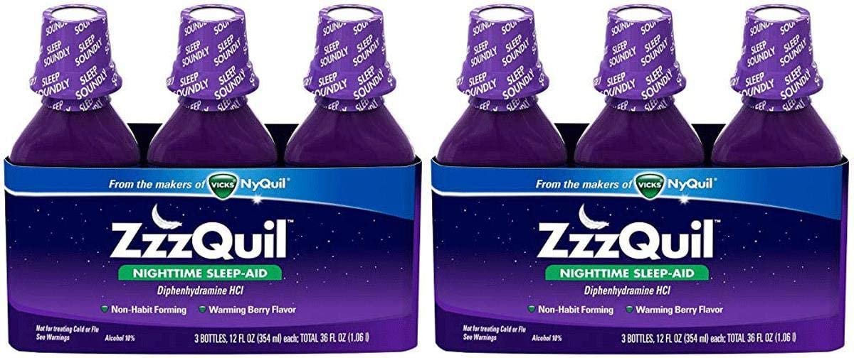 ZzzQuil JHAS Nighttime Sleep-Aid - Berry Flavor, 2 Pack of 3 (12 fl. Oz)