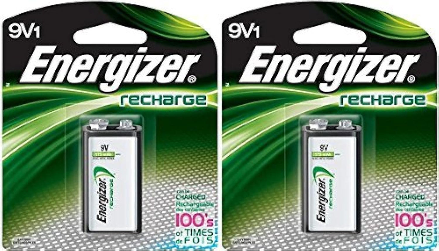 2 Energizer Rechargeable 9 Volt Batteries, (NH22NBP)