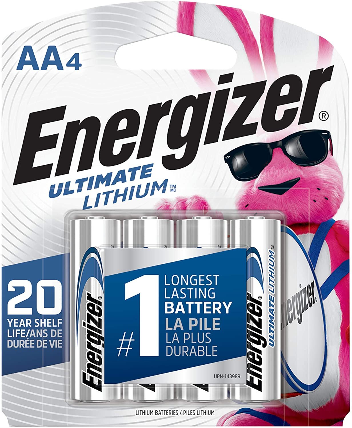 Energizer Ultimate Lithium AA Batteries, World's Longest Lasting Battery for High-Tech Devices (4 Each), Black (EVEL91BP4)