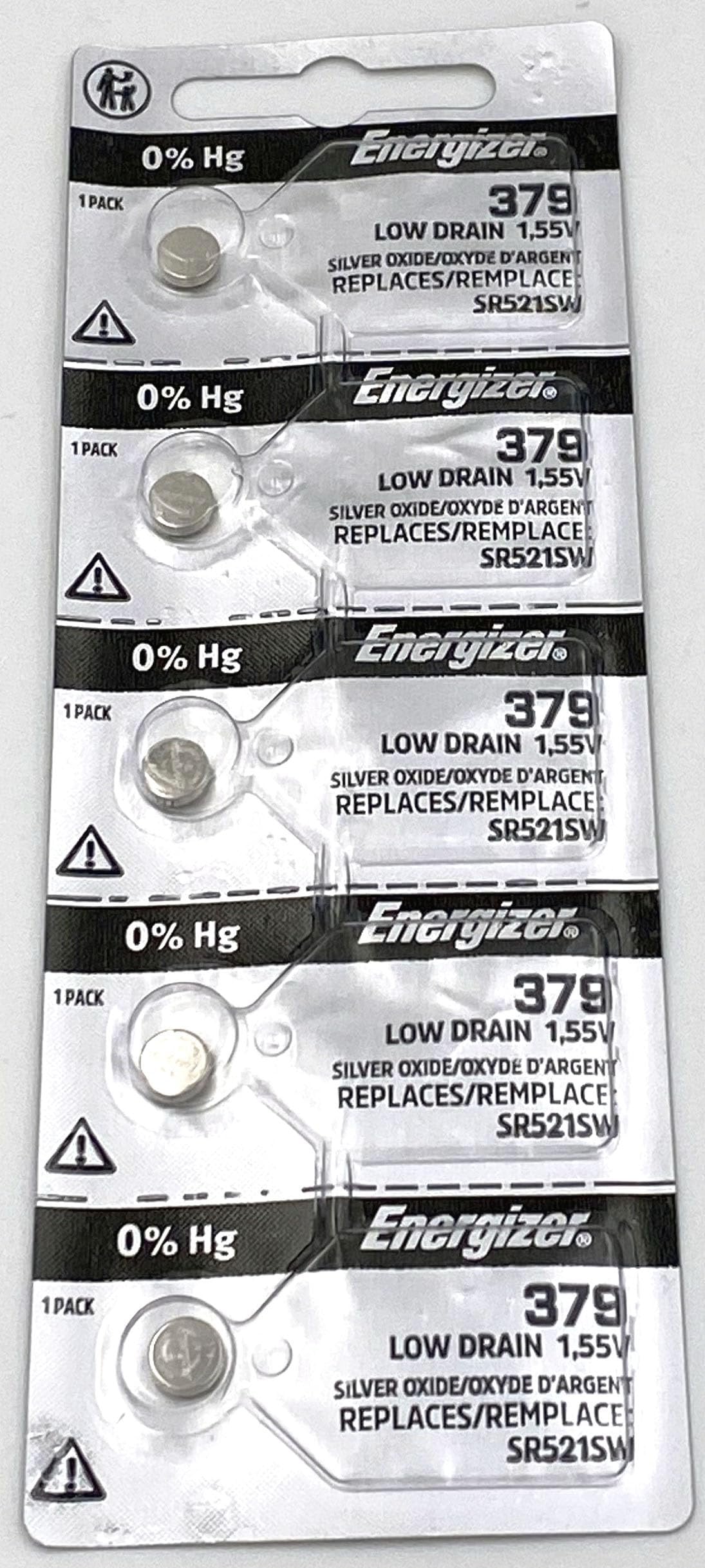 Energizer 379 Low Drain 1.55V Silver Oxide Batteries (5 Per Pack)