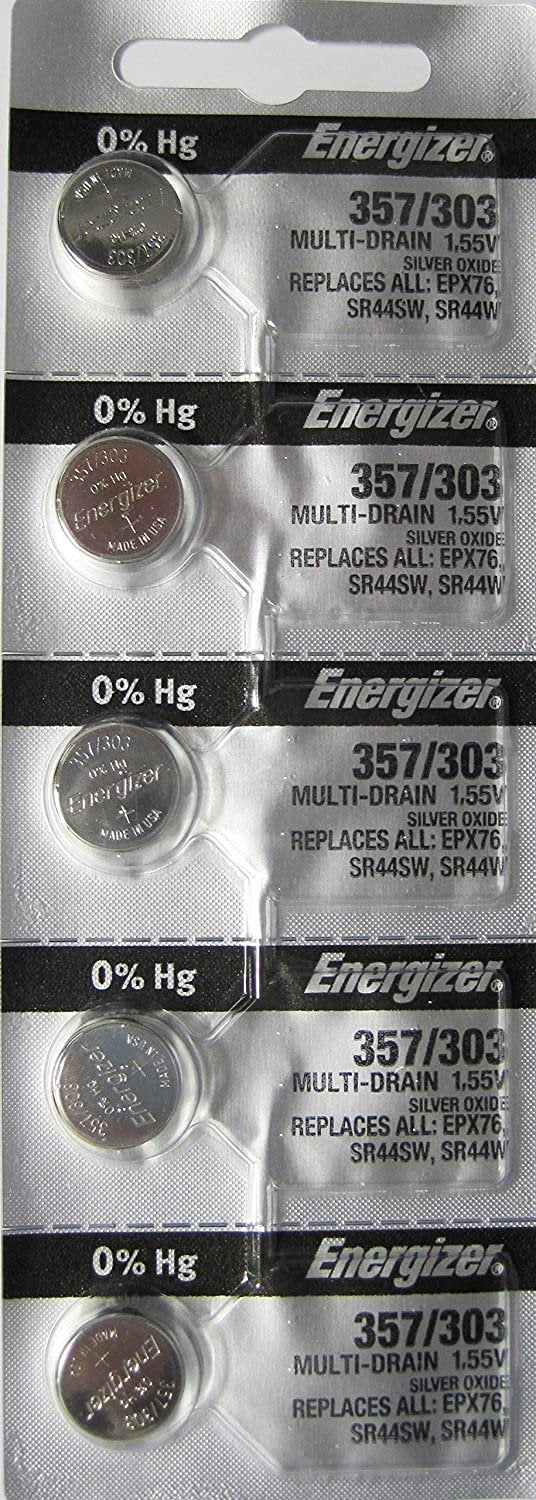 Energizer 357-303 1.55v SR44SW SR44W LR44 Watch/Calculator 0% Hg Mercury Free silver Ox Batteries (40 Pack)