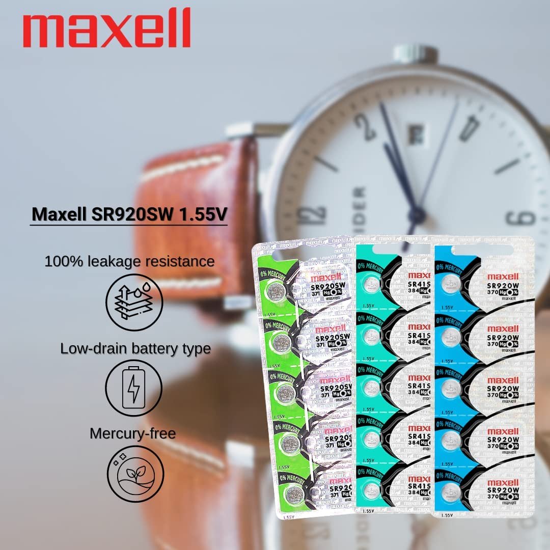 Maxell Battery, Energizer #371, Pack Of 5