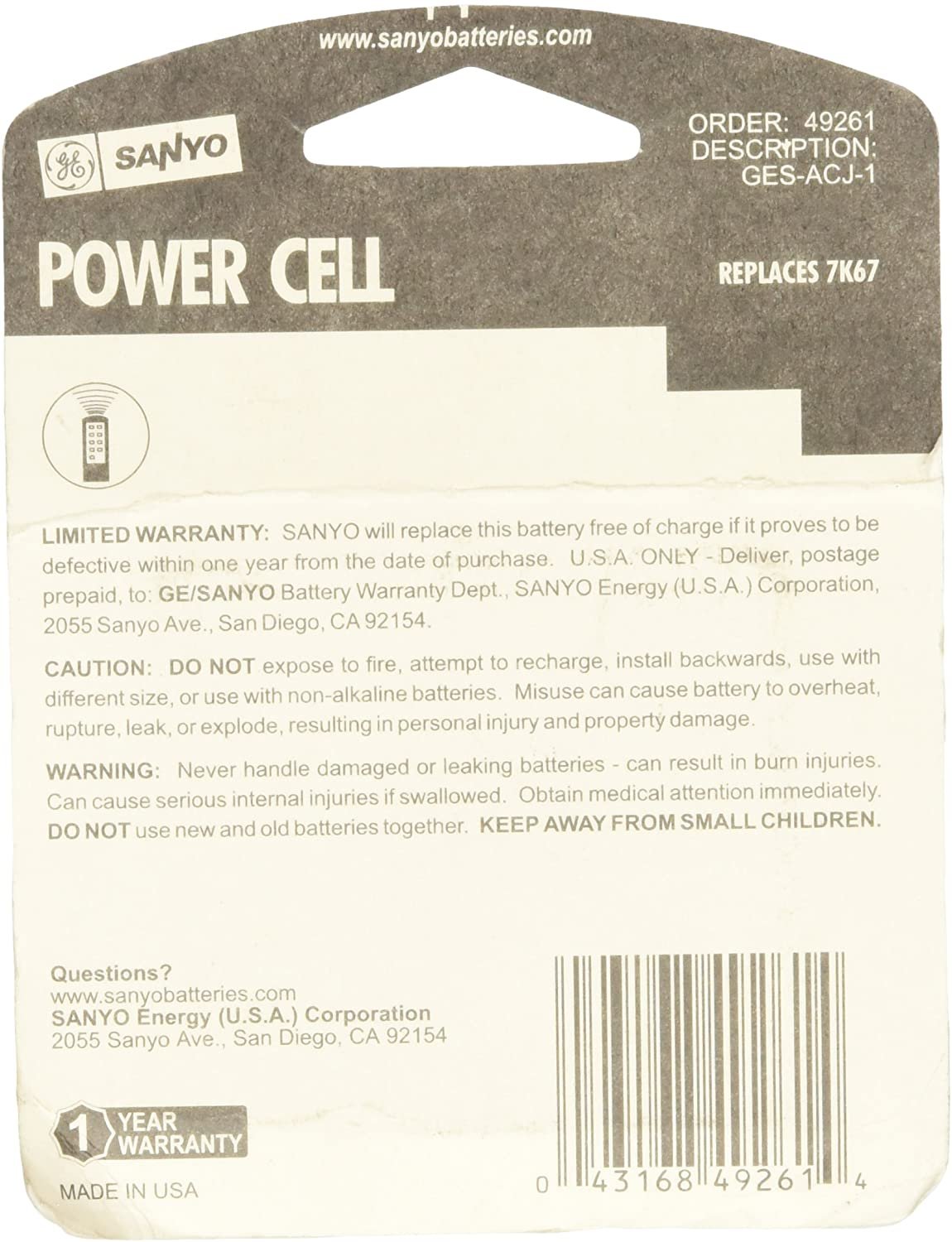 Energizer Size J Battery