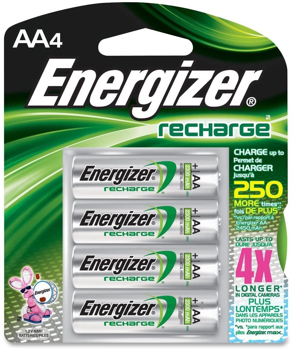 Energizer NH15BP4 Rechargeable AA Batteries, NiMH, 4/PK, MI
