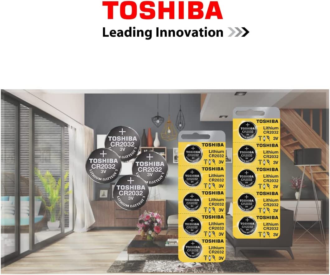 Toshiba CR2032 Battery 3V Lithium Coin Cell (50 Batteries)