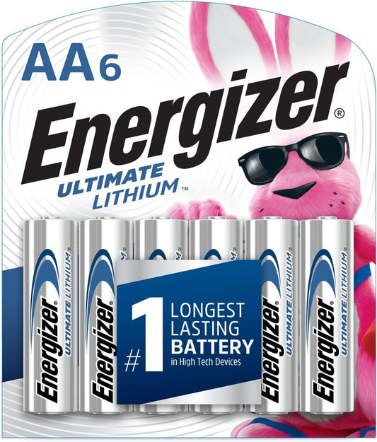 Energizer Ultimate Lithium AA Batteries (6 Pack), 1.5V Lithium Double A Batteries