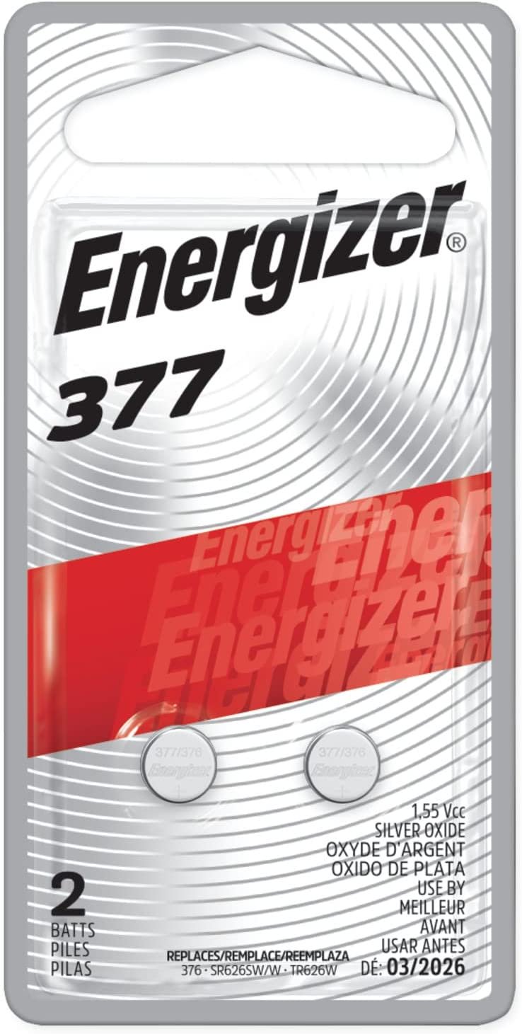 Energizer Silver Oxide Coin Batteries, Button Cell 1.5 Volt Battery Alkaline, 2 Count