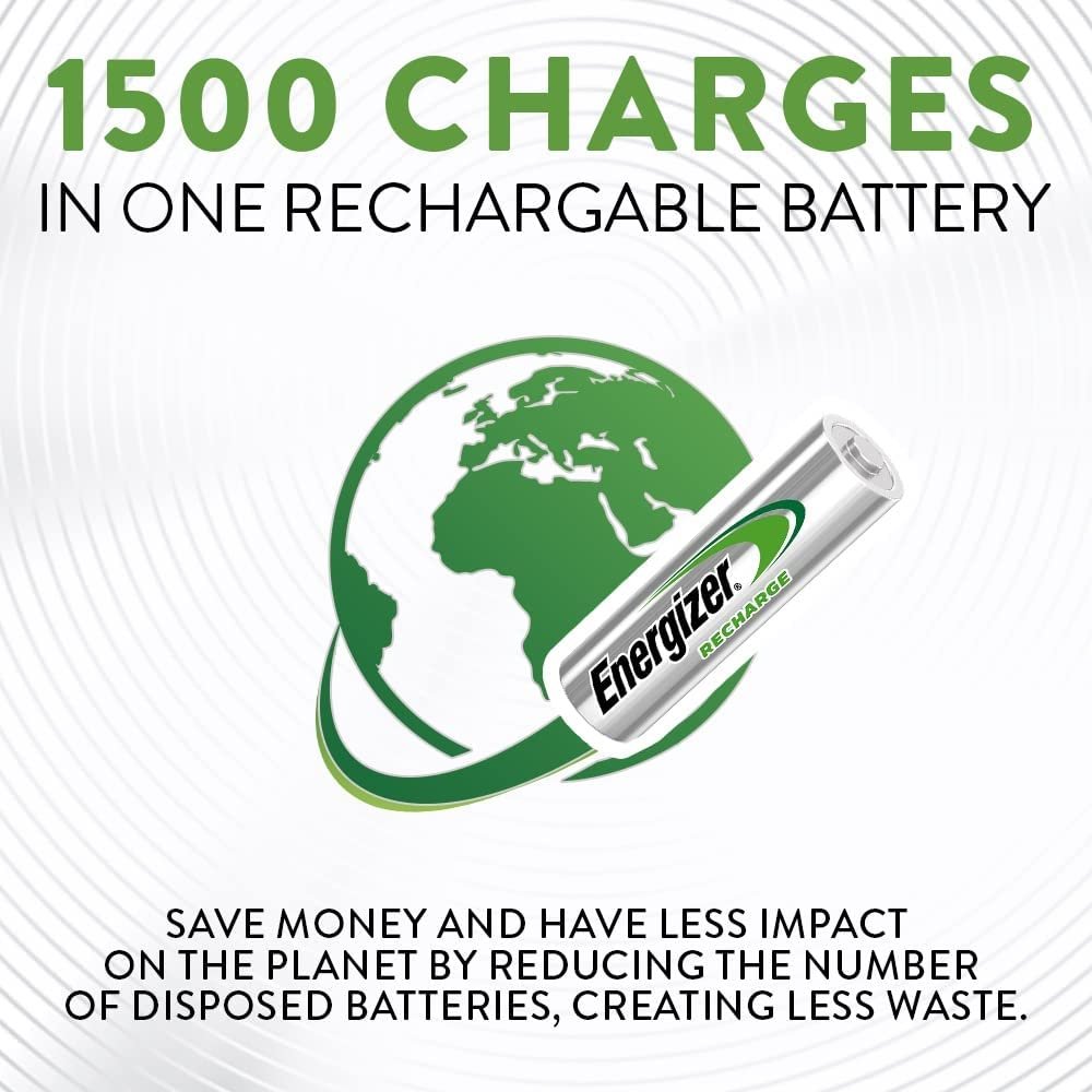 Energizer Rechargeable AAA Batteries, Recharge Universal Triple A Battery Pre-charged, 8 Count