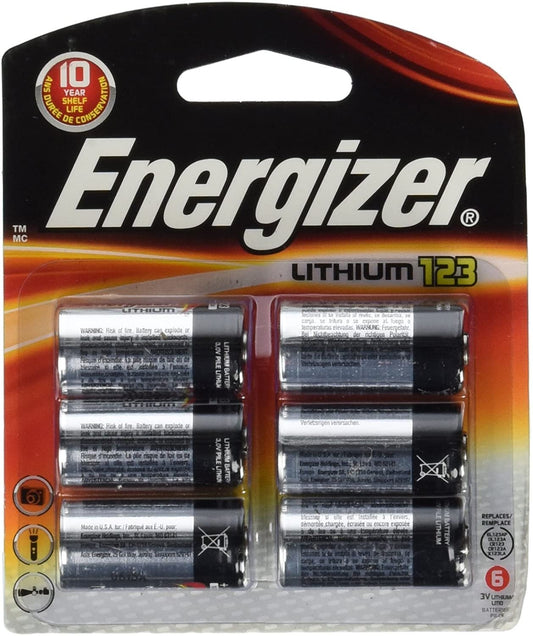 New Energizer 123 Lithium Photo Battery 6 Pack 3 Volts 10 Year Shelf Life For Digital Electronics