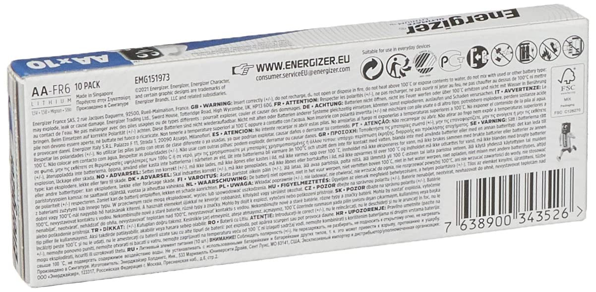ENERGIZER ULTIMATE LITH AA 634352 PK10