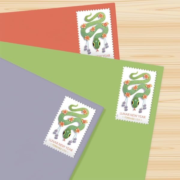 United States Postal Service Celebrating Lunar New Year: 2025 Year of The Snake, Sheet of 20 Postage Stamps