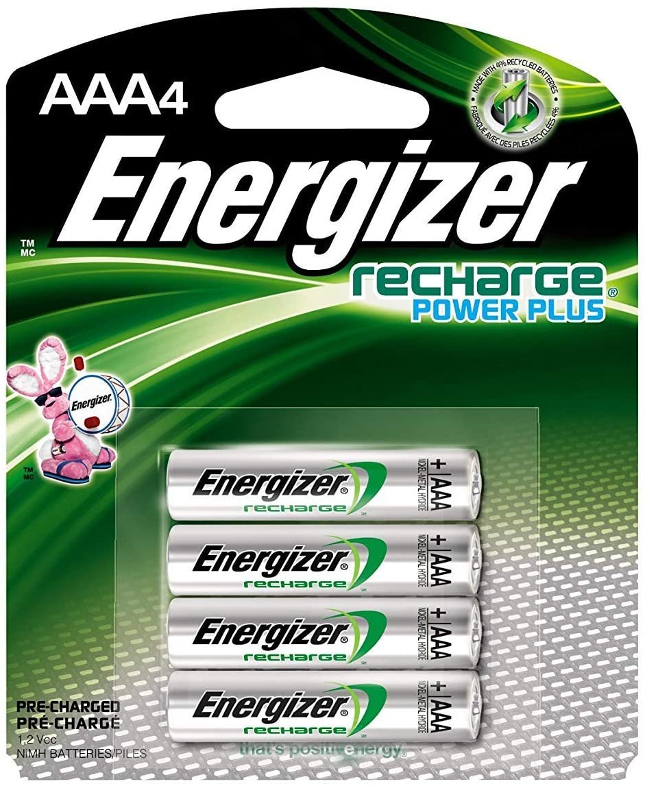 EVENH12BP4 - Energizer Recharge Power Plus Rechargeable AAA Batteries, 4 Pack