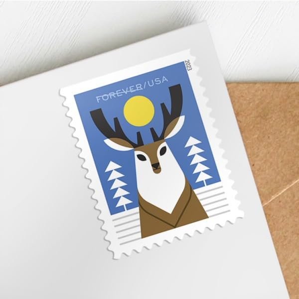 Winter Woodland Animals (Booklet of 20) Forever Postage Stamps (a Deer, Fox, Rabbit, and Owl) 2023 Scott #5822-5825