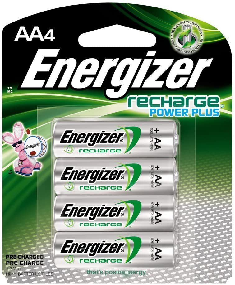 Energizer Rechargeable AA Batteries, NiMH, 2300 mAh, Pre-Charged, 4 count (Recharge Power Plus)