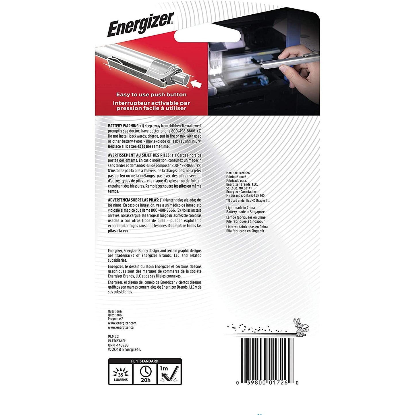 Eveready EVEPLED23AEH Pen LED Energizer, Silver