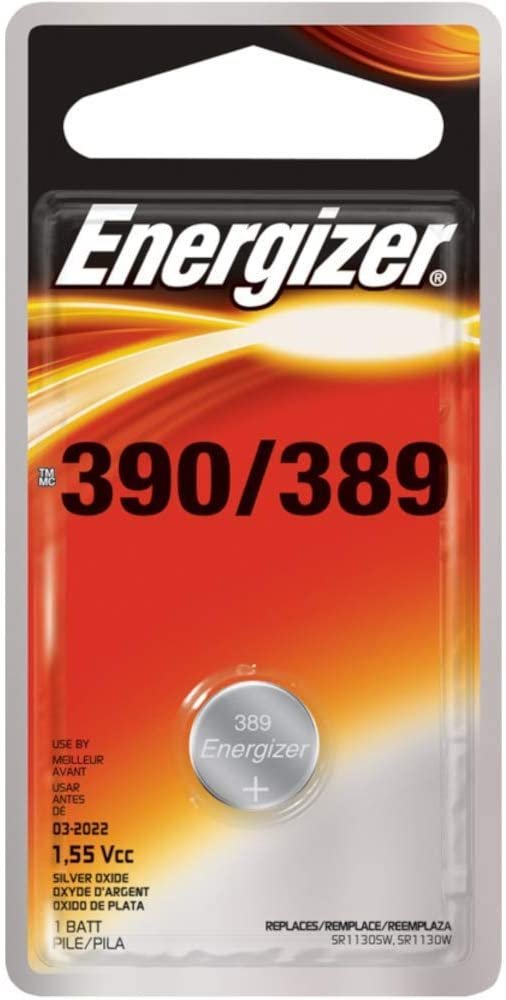 Energizer 389 Button Cell Silver Oxide SR1130W Watch Battery Pack of 5 Batteries
