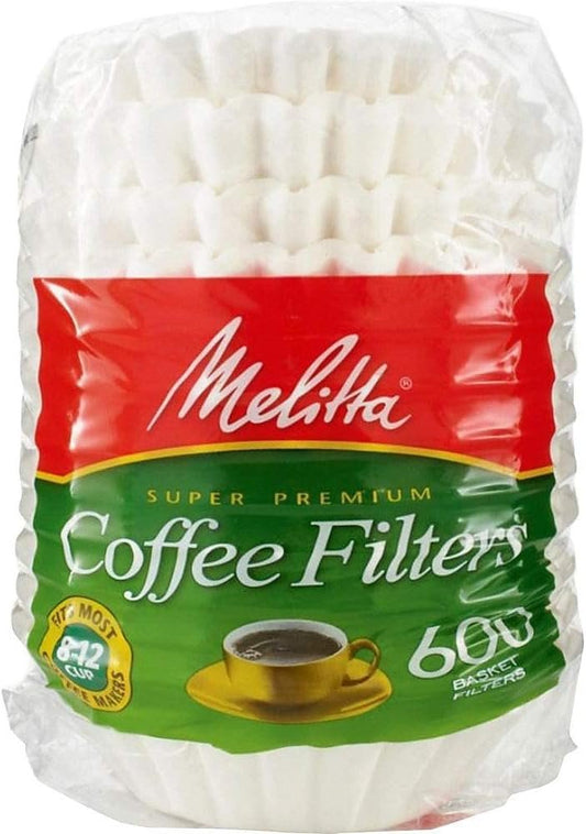 Melitta 600 Coffee Filters, Basket, Pack of 600, 8-12 Cups, White