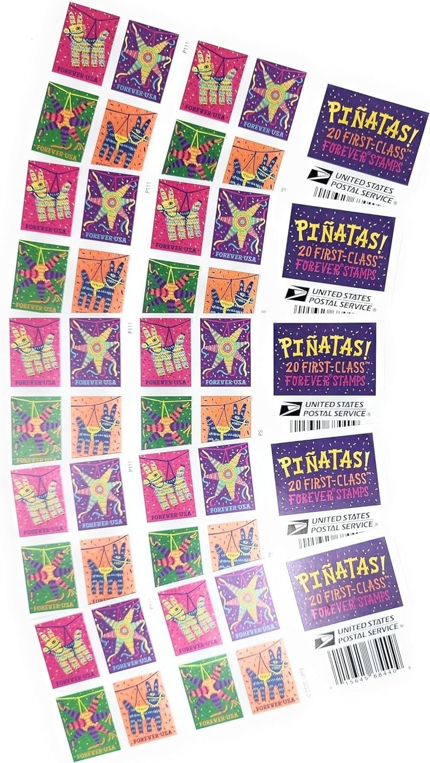 USPS Pinatas (8 pack) Forever Postage Stamps Celebrate Hispanic Heritage Latino Festive Celebration Party 2023 Scott #5812-5815