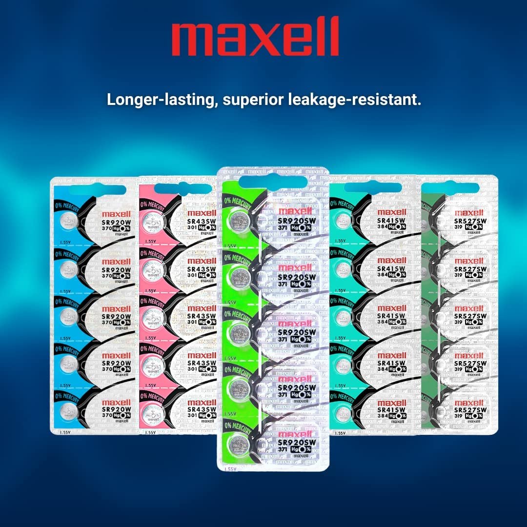 Maxell Battery, Energizer #371, Pack Of 5