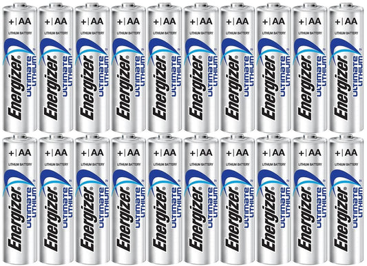 Energizer Ultimate Lithium AA Size Batteries - 20 Pack