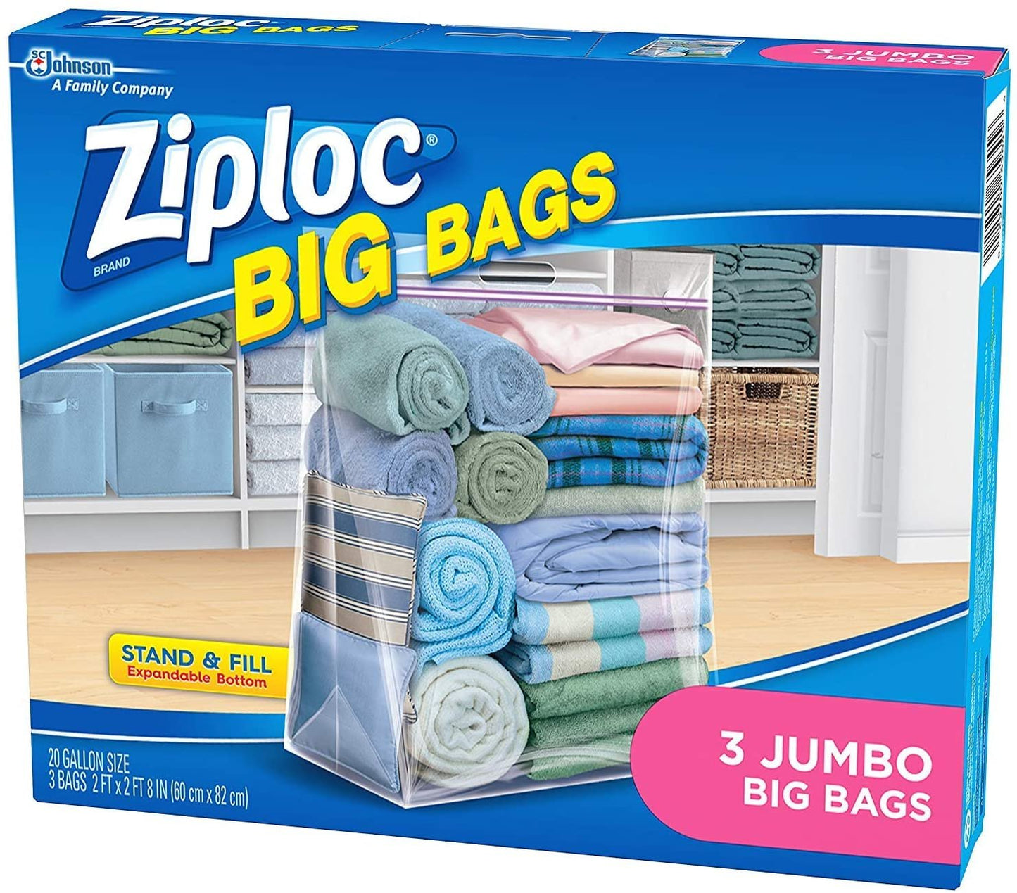 Ziploc Jumbo Big Bags 3 ea (Pack - 4)