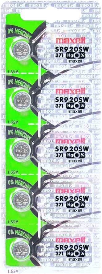 Maxell Battery, Energizer #371, Pack Of 5