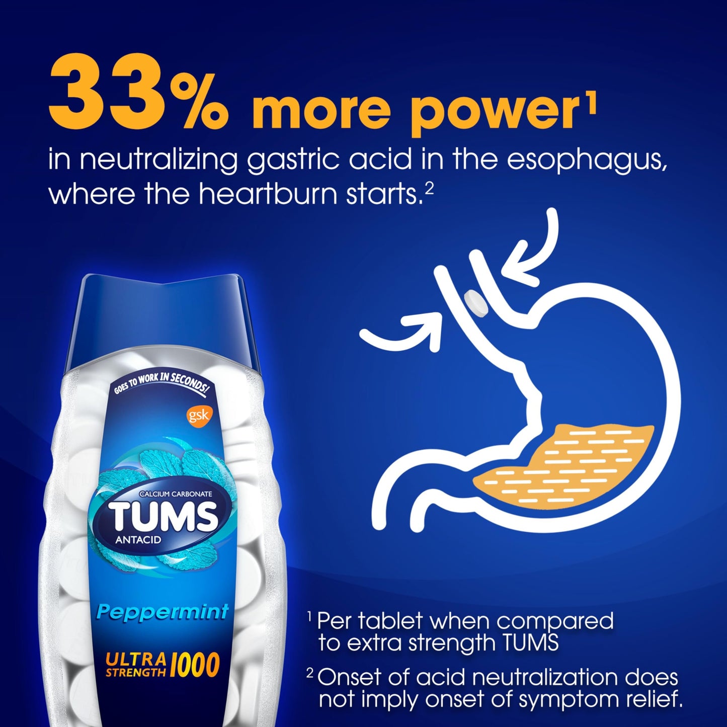TUMS Ultra Strength Antacid Tablets for Chewable Heartburn Relief