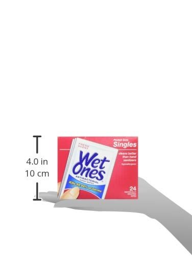 Wet Ones Wet-4721 Antibacterial Hand and Face Wipes Singles, 24-Count (Pack of 5)