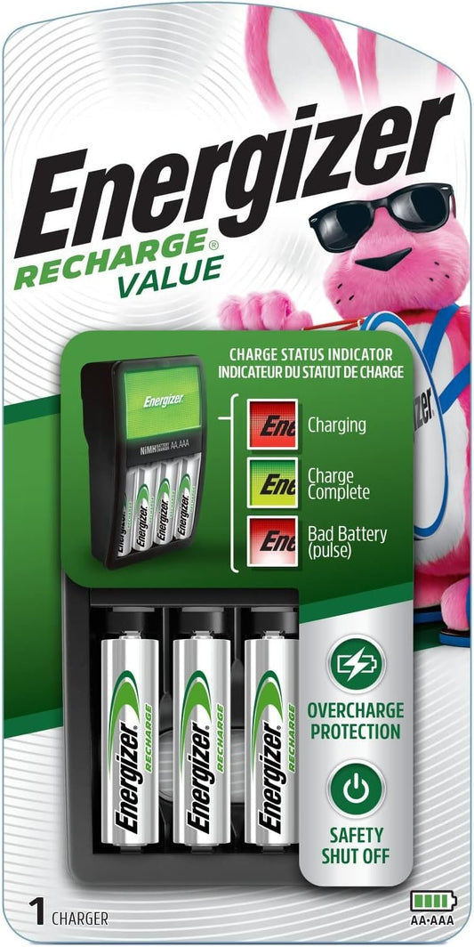 Energizer Rechargeable AA and AAA Battery Charger (Recharge Value) with 4 AA NiMH Rechargeable Batteries
