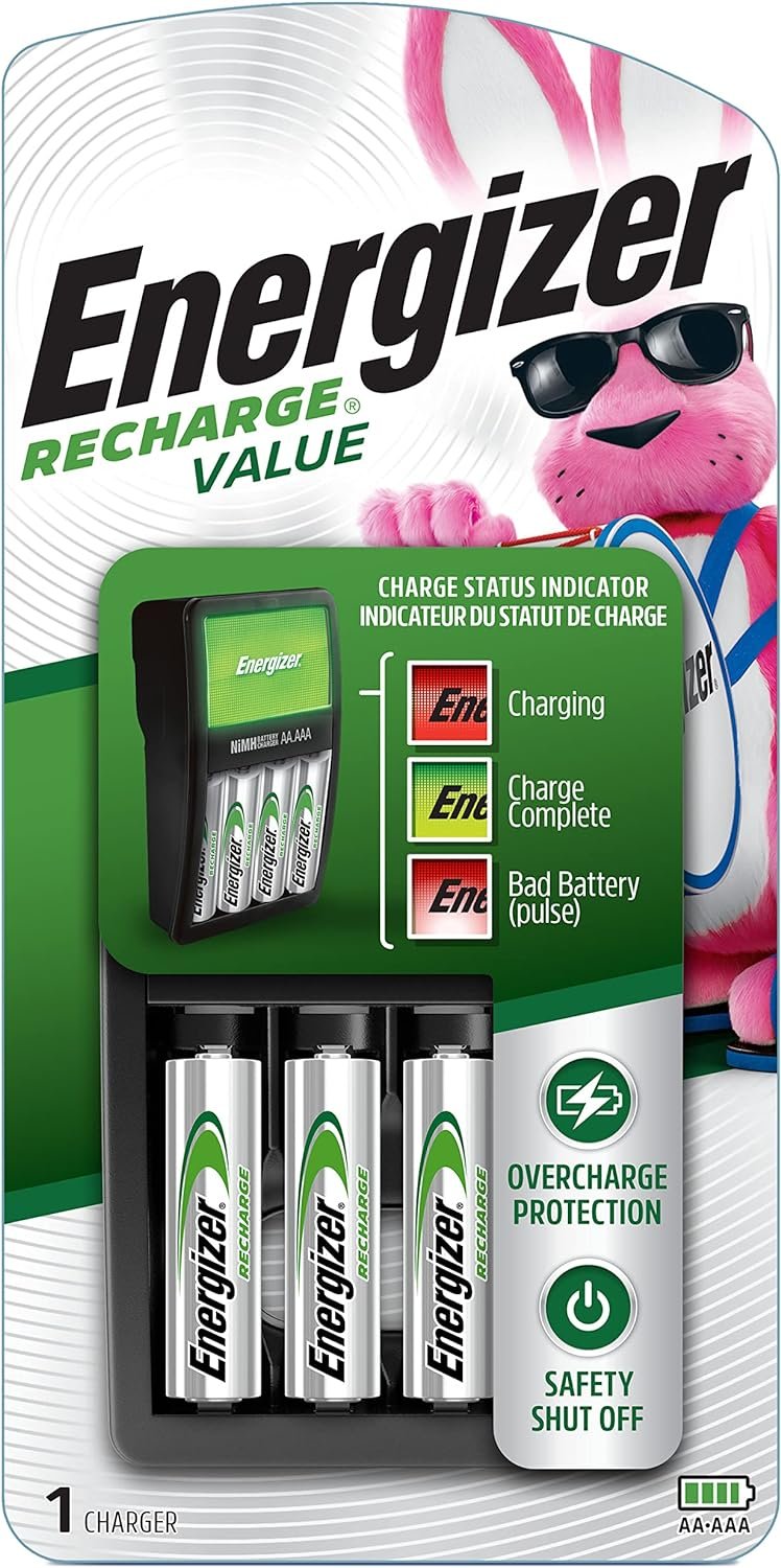 Energizer Rechargeable AA and AAA Battery Charger (Recharge Value) with 4 AA NiMH Rechargeable Batteries