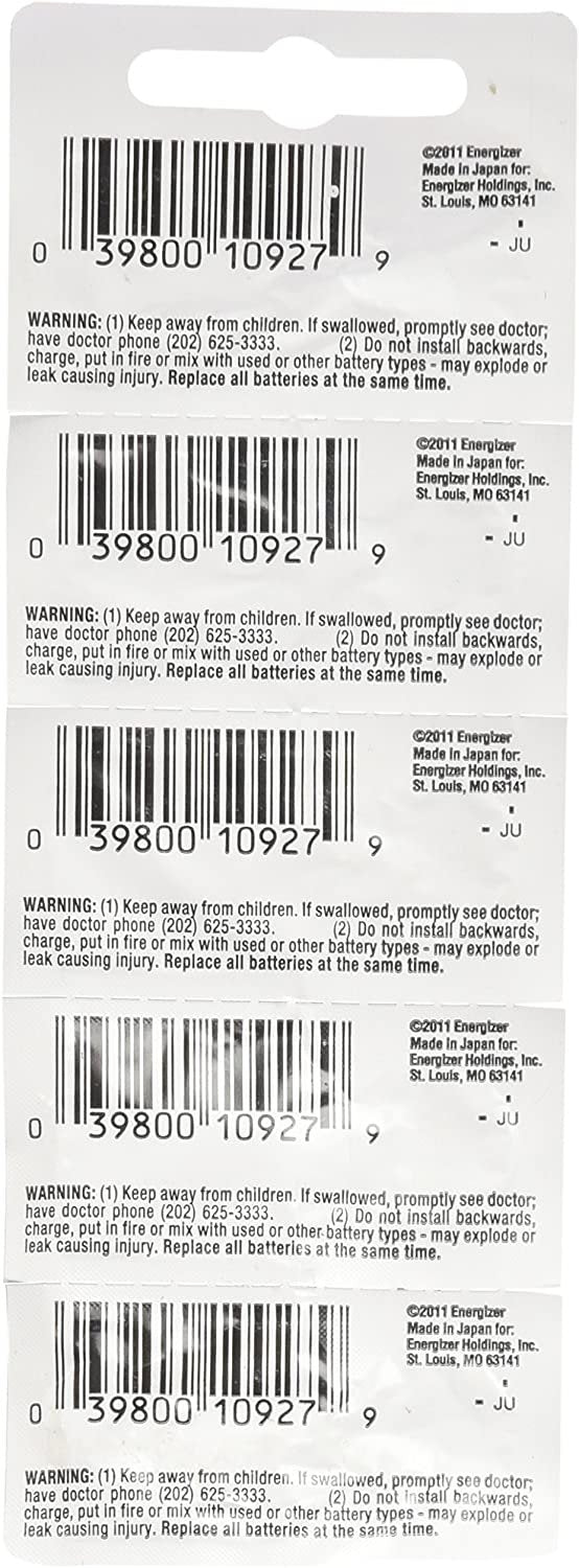 Energizer SR754W 393 Silver Oxide Watch Battery 5 Pack