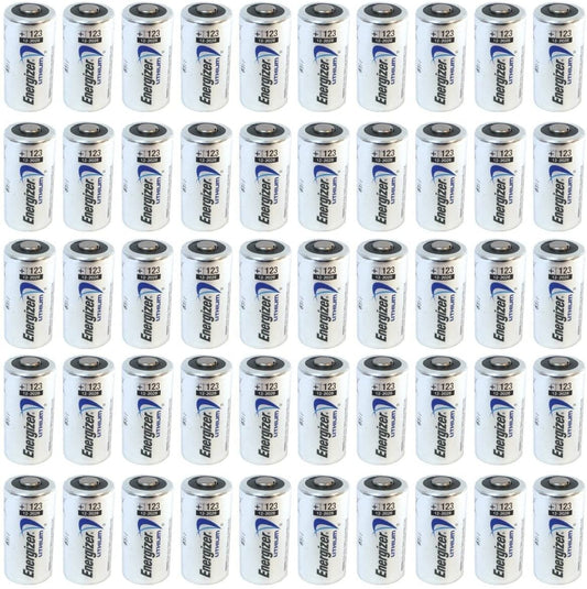 50 pcs Energizer Lithium CR123A 3V Lithium Battery - for camera, flashlight, etc.