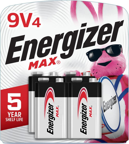 Energizer MAX 9V Batteries (4 Pack), 9 Volt Alkaline Batteries - Packaging May Vary