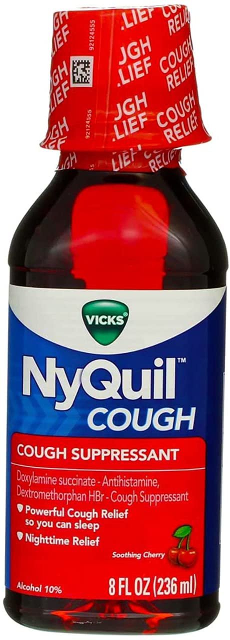 Vicks Nyquil Cough Relief Liquid Cherry 8 oz (Pack of 4)