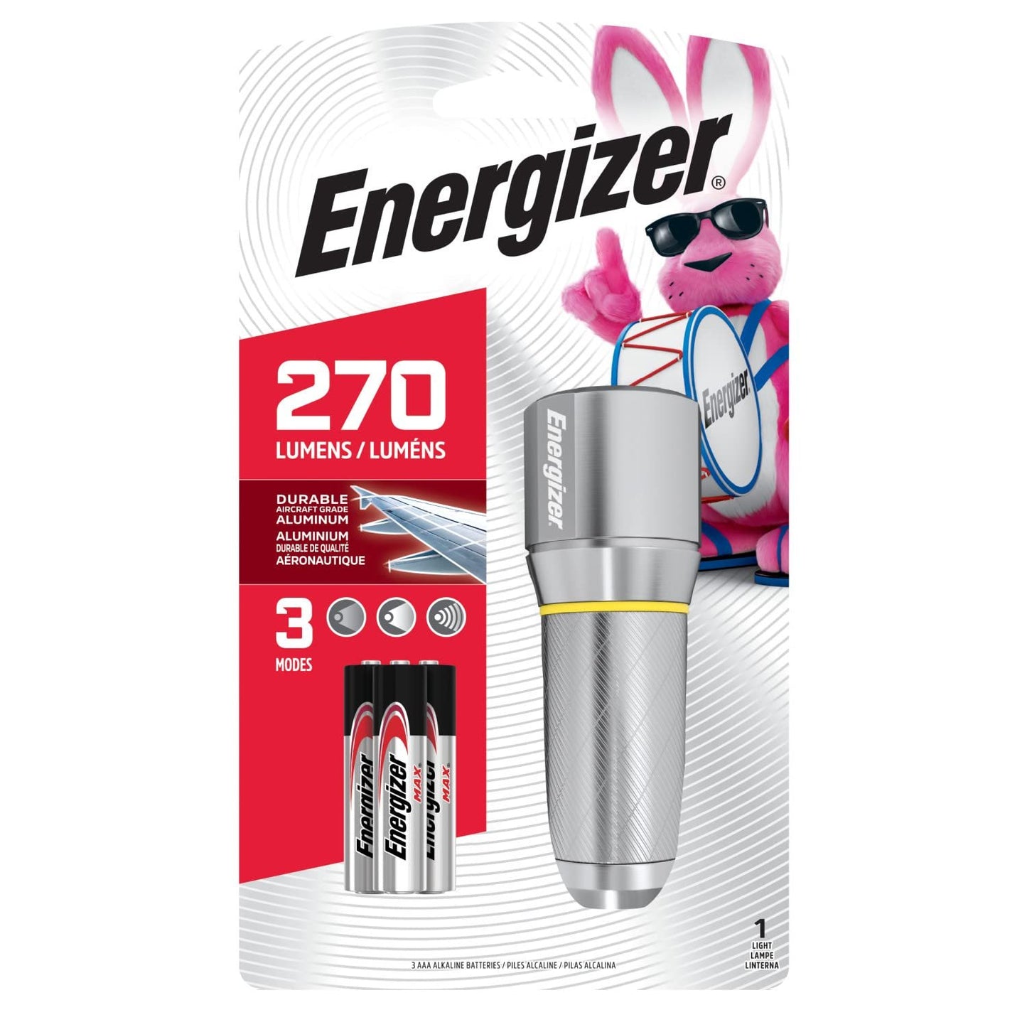 Energizer Vision HD Compact LED Flashlight, 270 Lumens, IPX4 Water Resistant, Aircraft-Grade Aluminum, Great Flashlights for Camping, Batteries Included