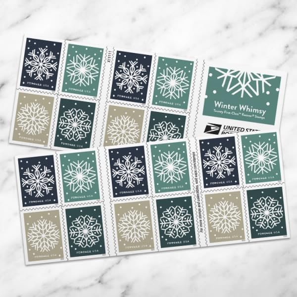 United States Postal Service Winter Whimsy First Class Postage Stamps (2 Booklets, 40 Stamps)
