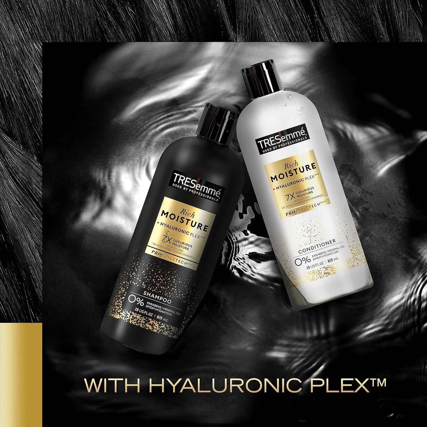 TRESemmé Shampoo Moisture Rich 3 Count for Dry Hair Professional Quality Salon-Healthy Look and Shine Moisture Rich Formulated with Vitamin E and Biotin 28 oz