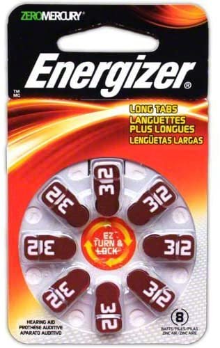 Pack of 6 Energizer EZ Turn & Lock Hearing Aid Batteries Size: 312